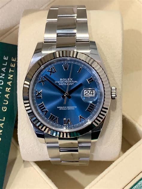 rolex 41 blue dial|rolex 41mm datejust mint dial.